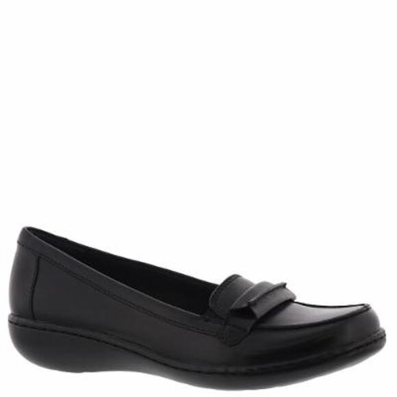 NWT Clarks Women's Ashland Lily Loafer, Black Leather, 8 Narrow - Picture 1 of 1